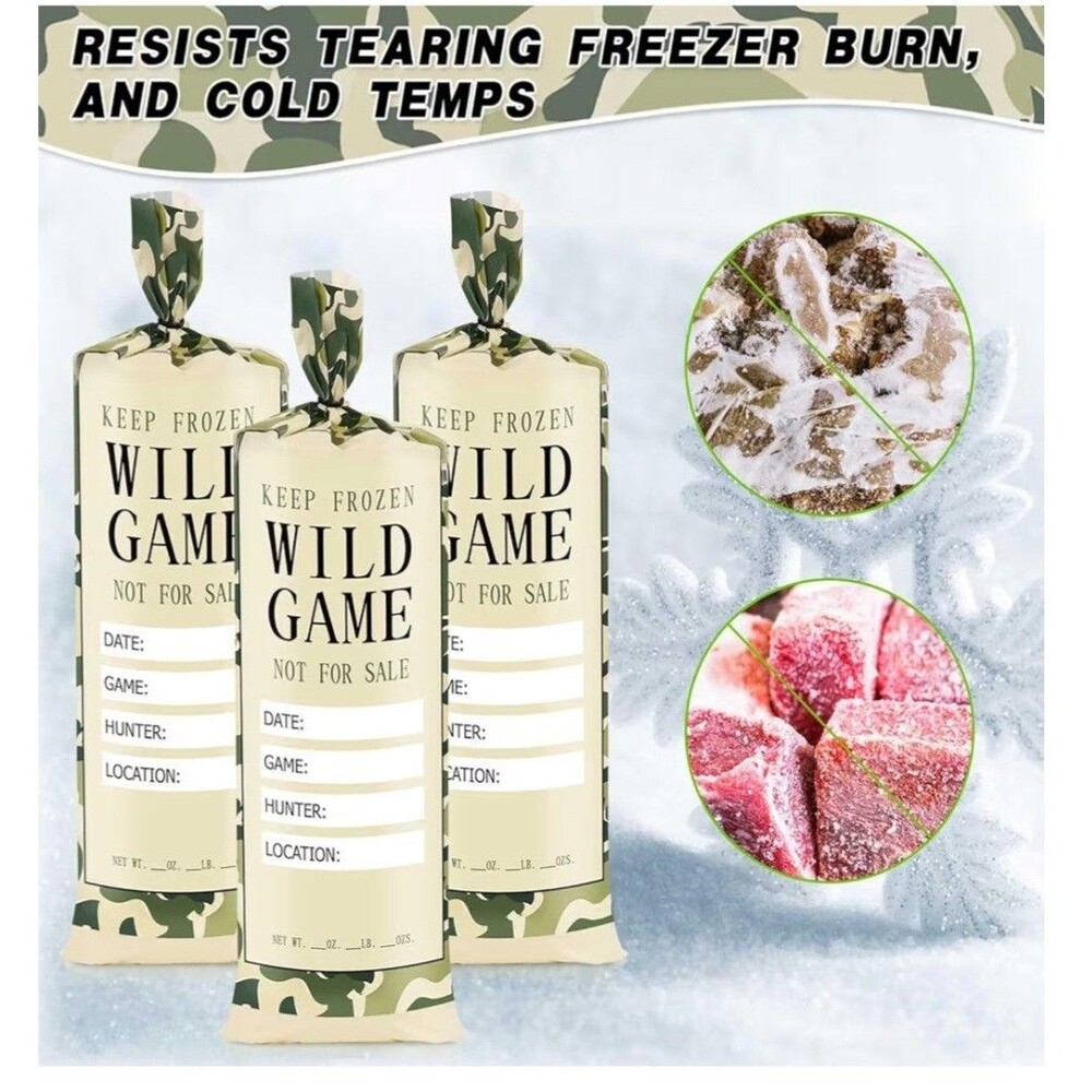 Wild Game Freezer Bags Meat Packaging for Ground Meat 140 Pack 1Lb Party New